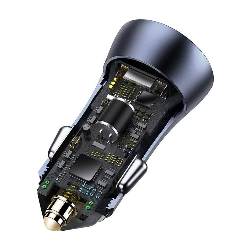 Baseus Golden Contactor Pro fast car charger 2x USB 40 W Quick Charge SCP FCP AFC + USB cable - USB Type C gray (TZCCJD-A0G)_13
