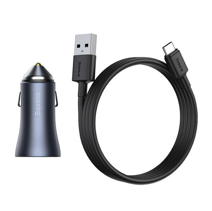 Baseus Golden Contactor Pro fast car charger 2x USB 40 W Quick Charge SCP FCP AFC + USB cable - USB Type C gray (TZCCJD-A0G)_15