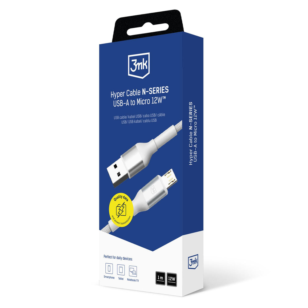 3mk Hyper Cable N-SERIES USB-A / MicroUSB 1m 5V/2.4A 12W / white_3