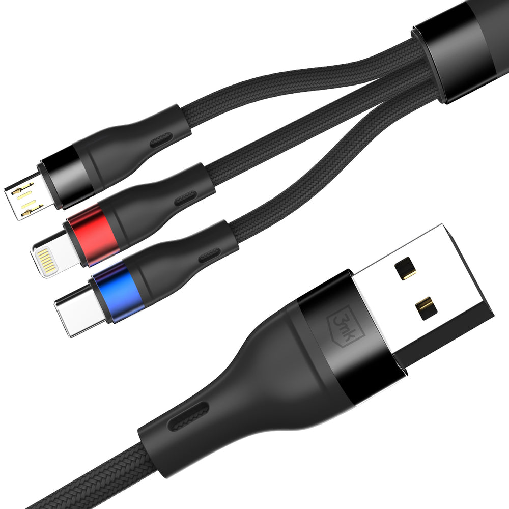 3mk Hyper Cable N-SERIES 3 in 1 USB-A / Lightning / Micro 1.2m 9V/2A 18W - black_1