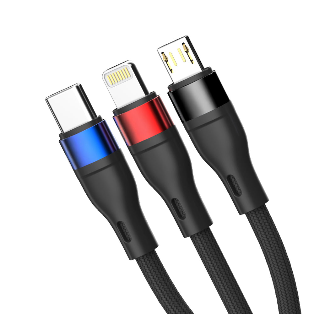3mk Hyper Cable N-SERIES 3 in 1 USB-A / Lightning / Micro 1.2m 9V/2A 18W - black_2