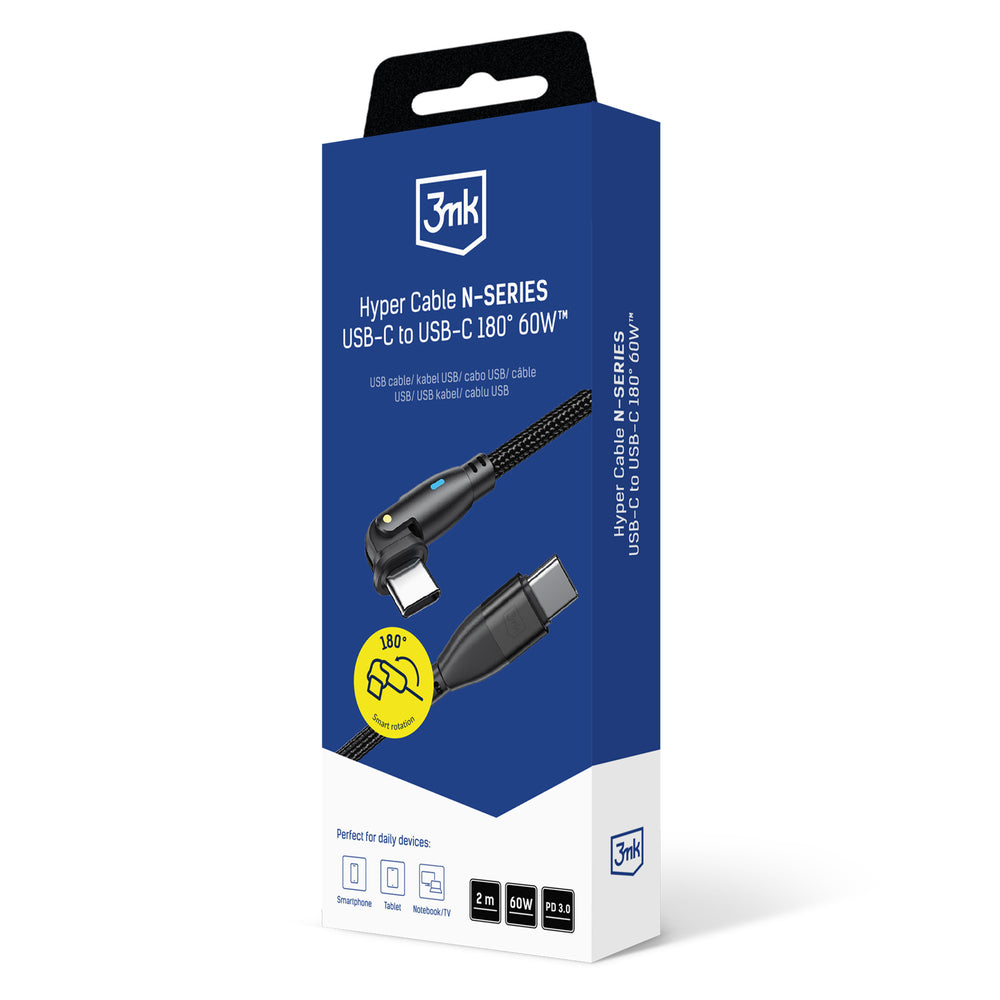3mk Hyper Cable 3mk Hyper Cable N-SERIES USB-C / USB-C 2m 20V/3A 60W / black_5