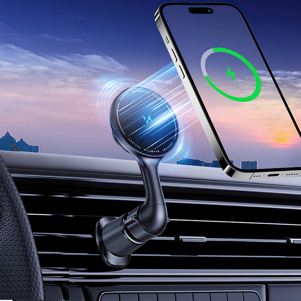 Wozinsky WCT5-6S4Y Car Holder with Qi/MagSafe 15W Inductive Charger for Air Vent - Black_3