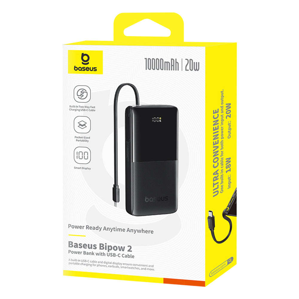 Powerbank Baseus Bipow 2 10000mah 20W z cyfrowym wyświetlaczem z wbudowanym kablem USB-C - czarny_6