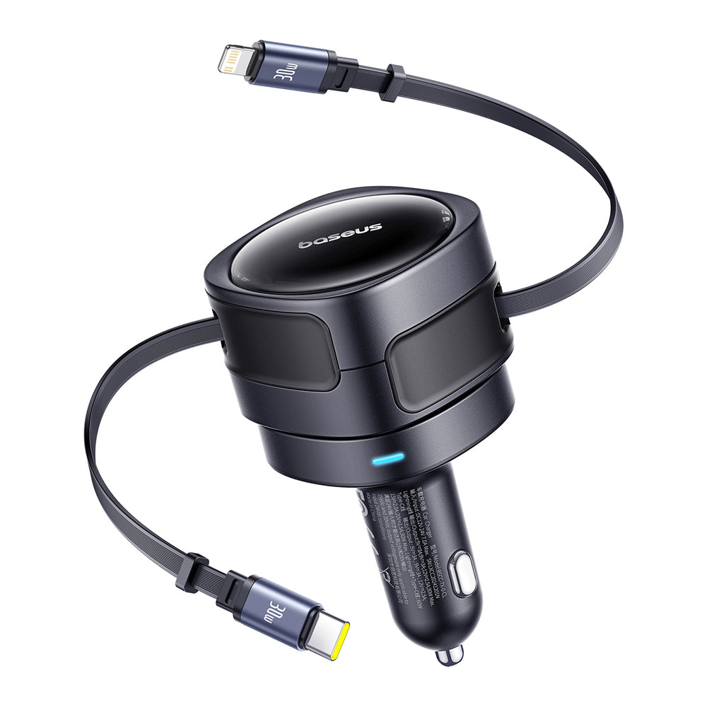 Carregador de Carro Baseus Enjoyment Max / 60W / 3A / USB-C / Lightning / Preto / C00035507121-00_0