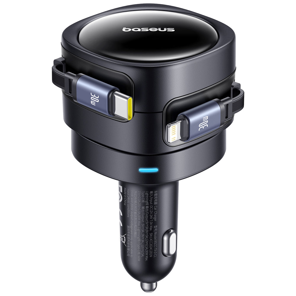 Carregador de Carro Baseus Enjoyment Max / 60W / 3A / USB-C / Lightning / Preto / C00035507121-00_1