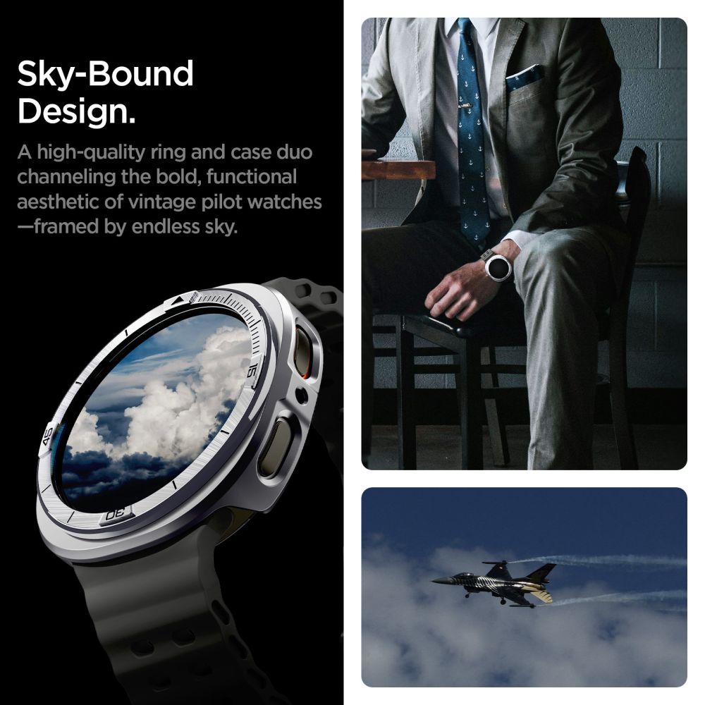 Spigen Bezel Tune Pro Pilot Cover for Samsung Galaxy Watch 8 44mm - Silver_12