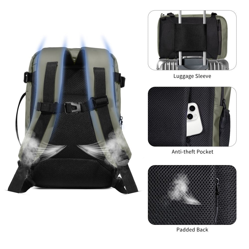 Tech-Protect Defender S50 Backpack for Ryanair &amp; Wizzar, 20L Laptop - Olive_6