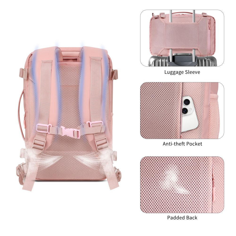 Tech-Protect Defender S50 Backpack for Ryanair &amp; Wizzar, 20L Laptop - Pink_6