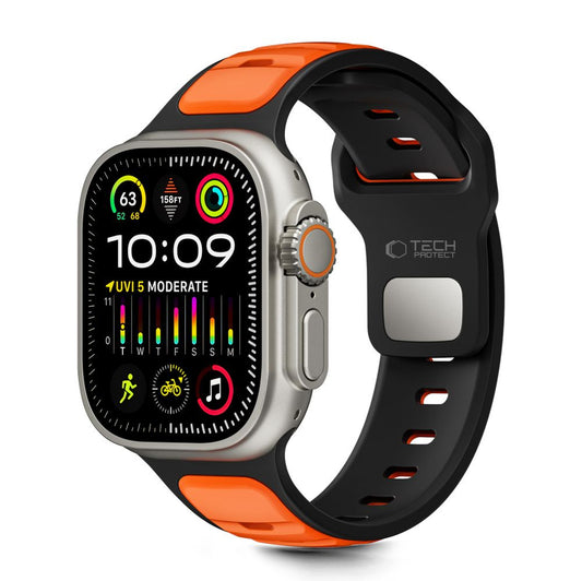 Tech-Protect IconBand Line Strap for Apple Watch 44 / 45 / 46 / 49 mm - Black and Orange_0