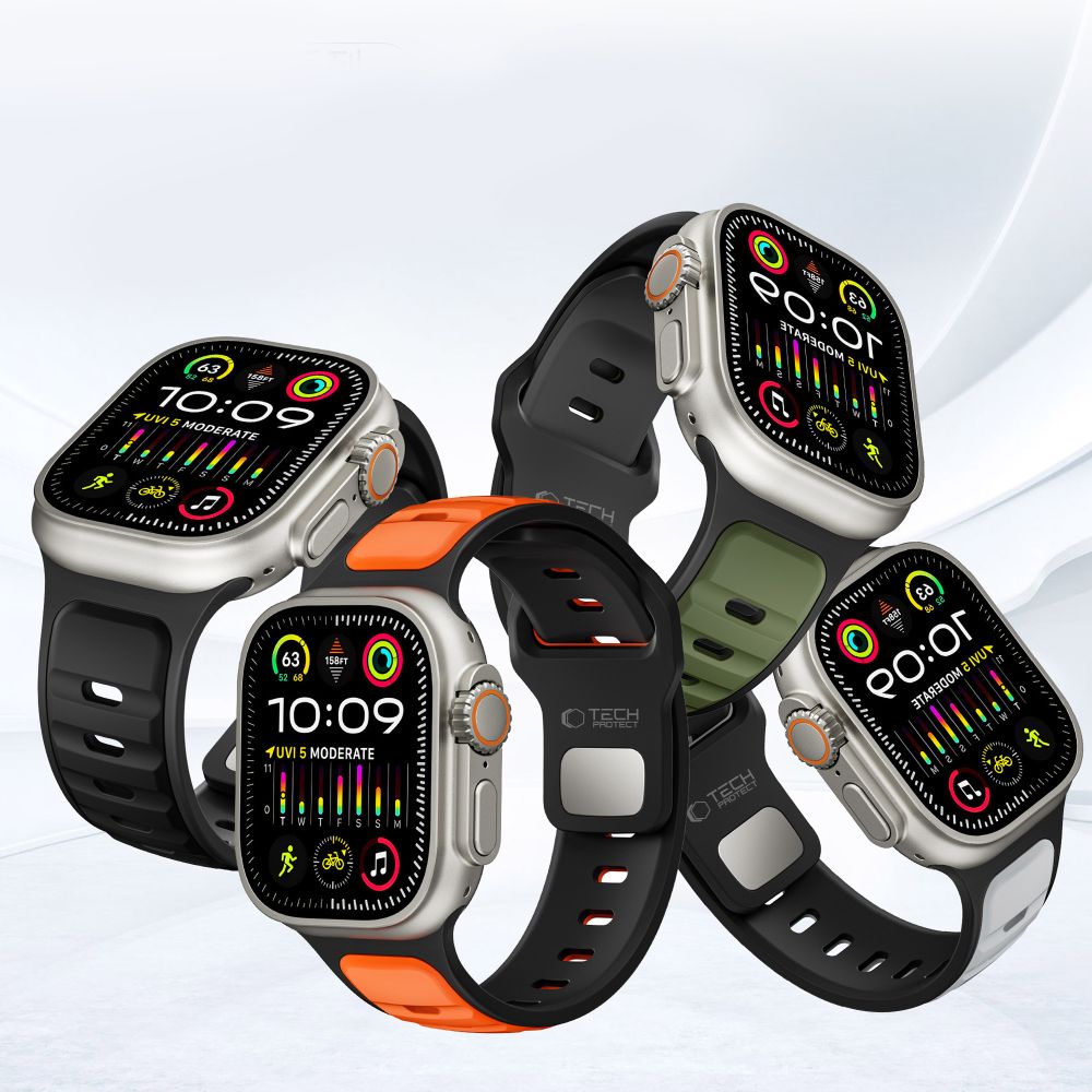 Tech-Protect IconBand Line Strap for Apple Watch 44 / 45 / 46 / 49 mm - Black and Orange_3