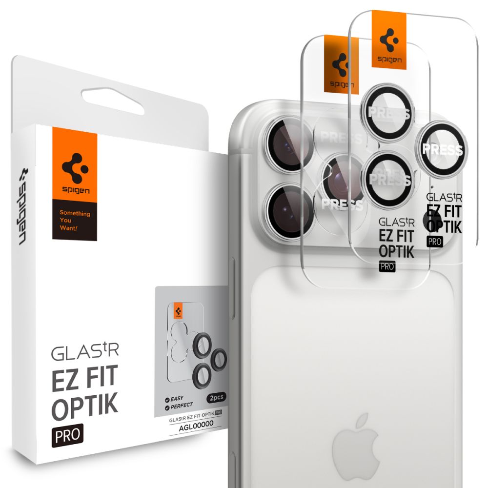 Spigen Optik Pro GLAS.TR ”EZ FIT” Camera Cover 2-pack for iPhone 16 Pro / Max / 17 Pro / Max - Silver_0