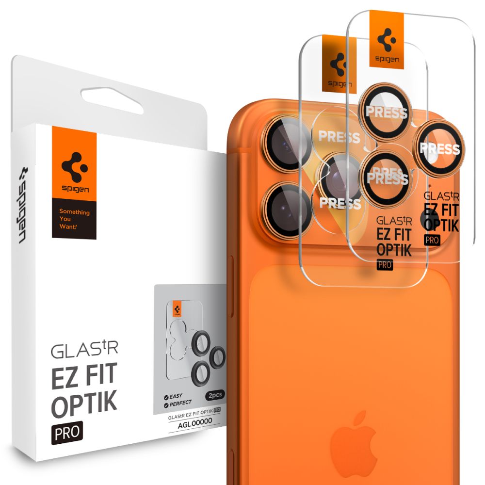 Camera Lens Protector Spigen GlastR EZ FIT Optik Pro for Apple iPhone 17 Pro Max / 17 Pro, 2-Pack, Orange AGL10123_0