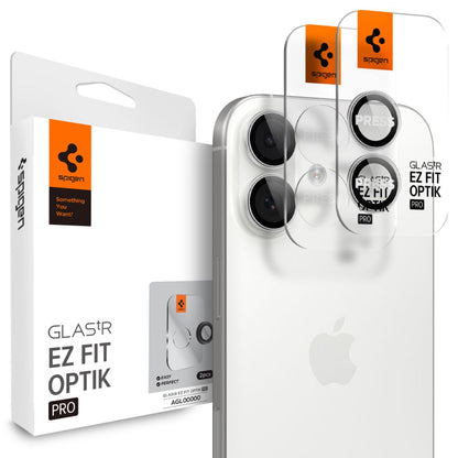 Spigen Optik Pro GLAS.TR ”EZ FIT” Camera Cover 2-pack for iPhone 16 / 16 Plus / 17 - Silver_0