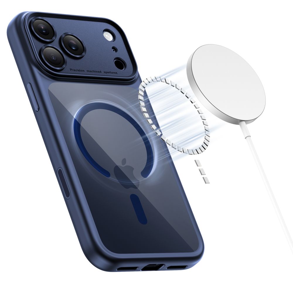 Tech-Protect Magpeak Magsafe CC Case for iPhone 17 Pro - Clear Navy Blue_2