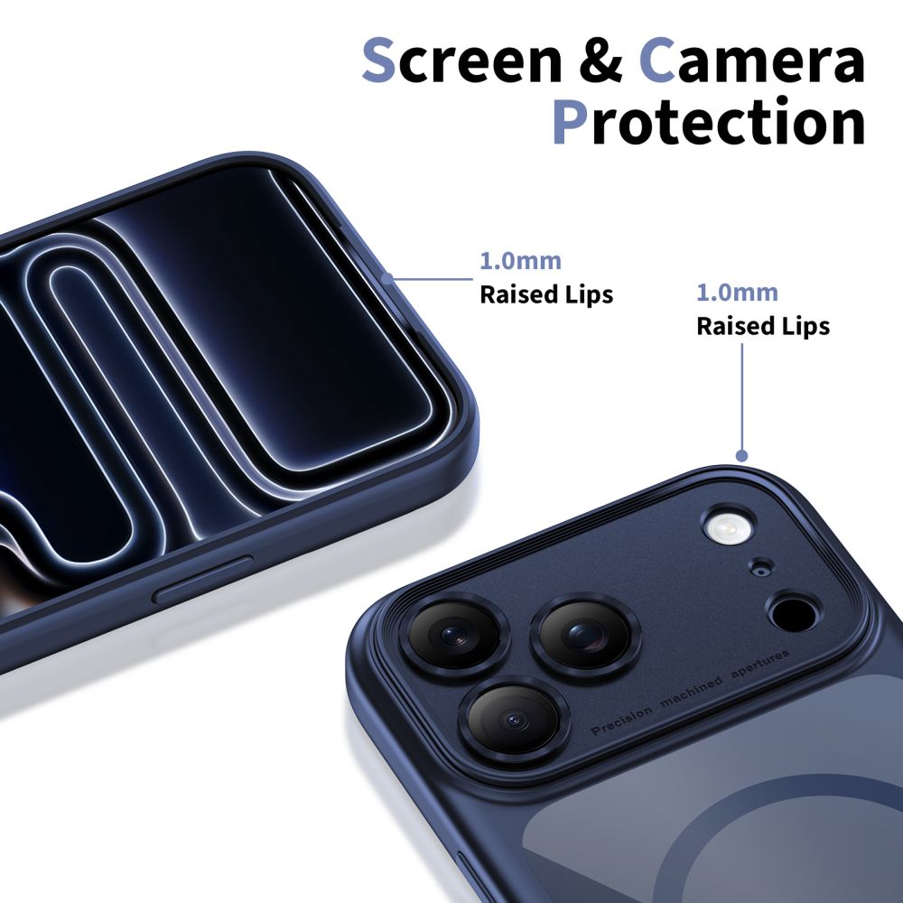 Tech-Protect Magpeak Magsafe CC Case for iPhone 17 Pro - Clear Navy Blue_3