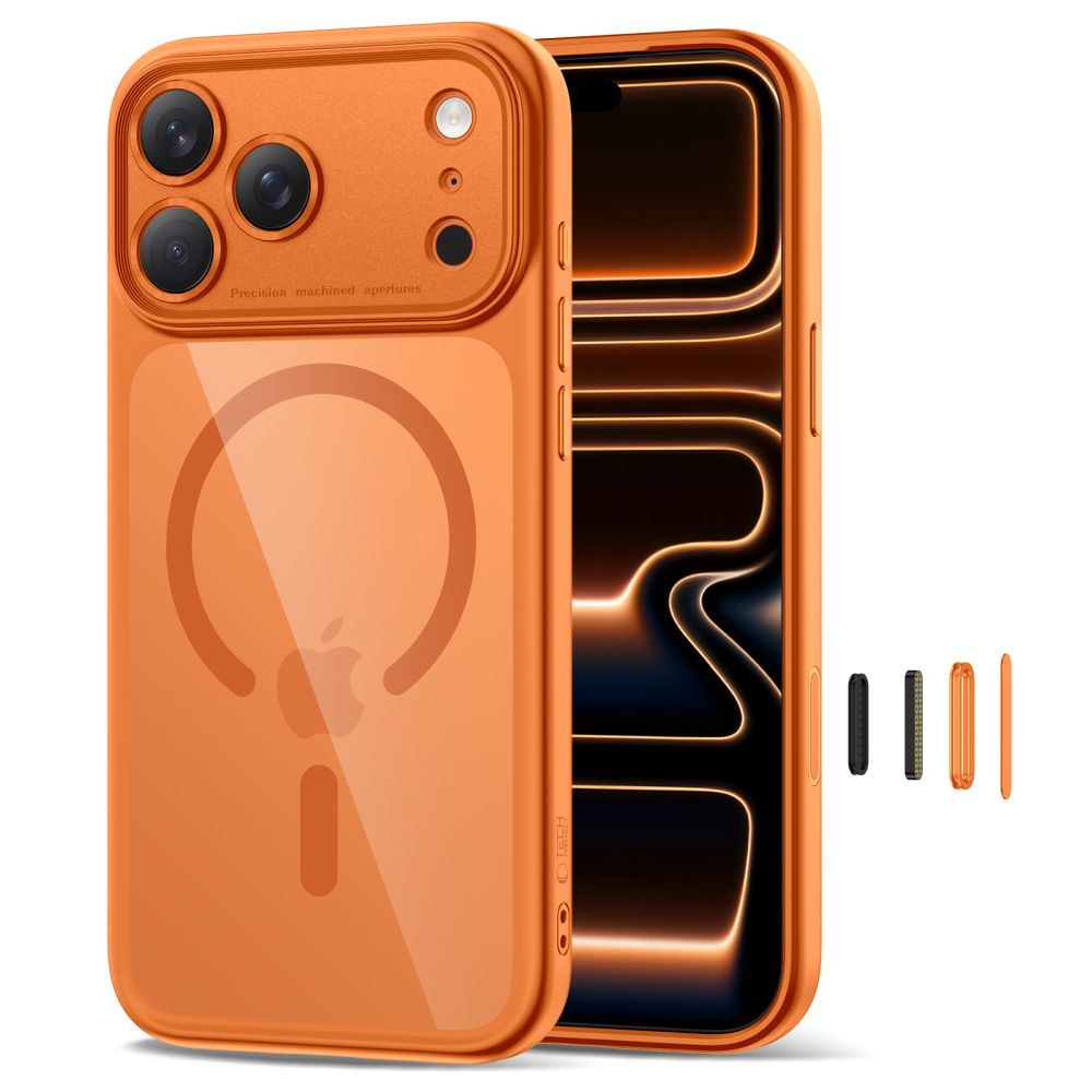 Tech-Protect Magpeak Magsafe CC Case for iPhone 17 Pro Max - Transparent Orange_1