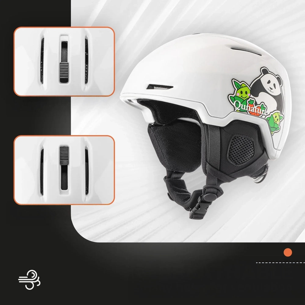 Qunature 10130003005 Ski Helmet with Earmuffs Panda Snowboard for Kids 54-58 cm - White_1
