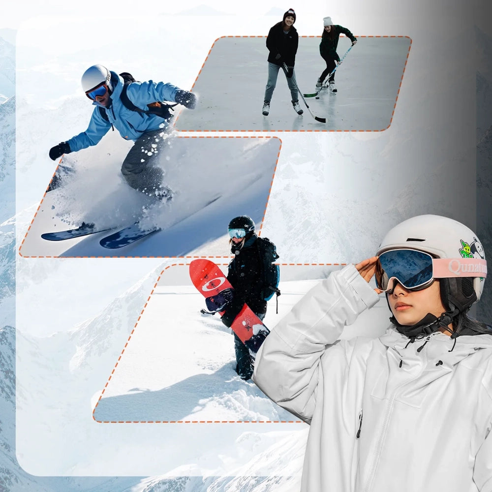 Qunature 10130003005 Ski Helmet with Earmuffs Panda Snowboard for Kids 54-58 cm - White_3