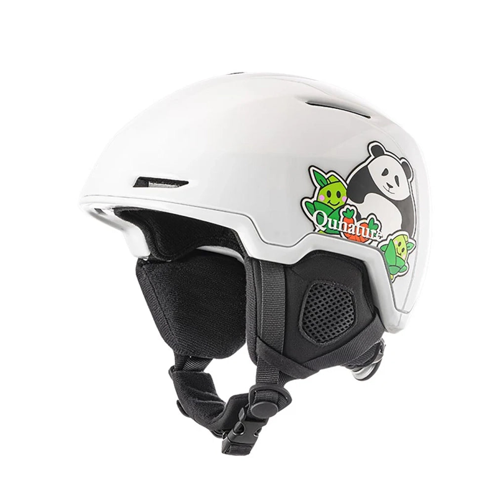 Qunature 10130003005 Ski Helmet with Earmuffs Panda Snowboard for Kids 54-58 cm - White_0