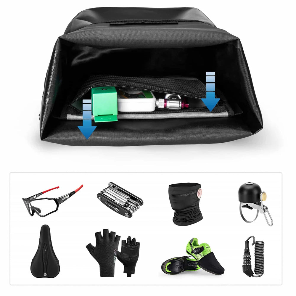 Rockbros AS-003-1BK waterproof bicycle bag with shoulder strap, front/rear mounting, 10-14l - black_5