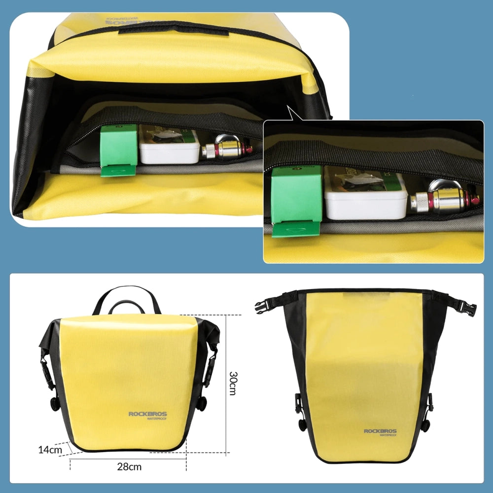 Rockbros AS-003-1Y waterproof bicycle bag with shoulder strap, front/rear mounting, 10-14l - yellow_1