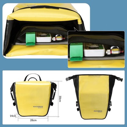 Rockbros AS-003-1Y waterproof bicycle bag with shoulder strap, front/rear mounting, 10-14l - yellow_1