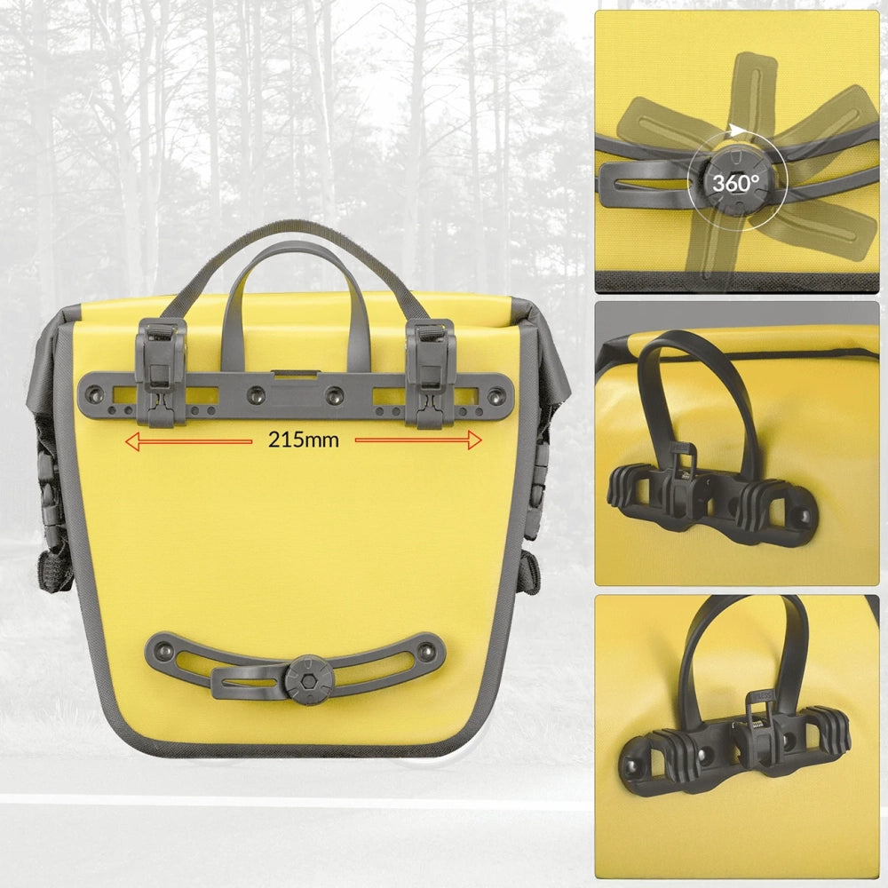 Rockbros AS-003-1Y waterproof bicycle bag with shoulder strap, front/rear mounting, 10-14l - yellow_2