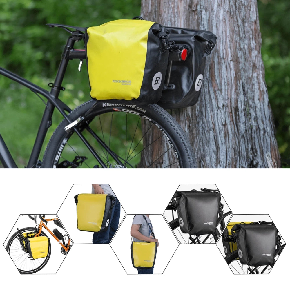Rockbros AS-003-1Y waterproof bicycle bag with shoulder strap, front/rear mounting, 10-14l - yellow_5