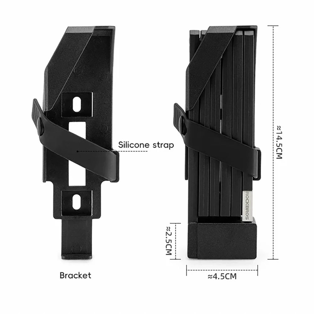 Rockbros 32140003001 foldable bicycle lock with key and handle, 68cm - black_2
