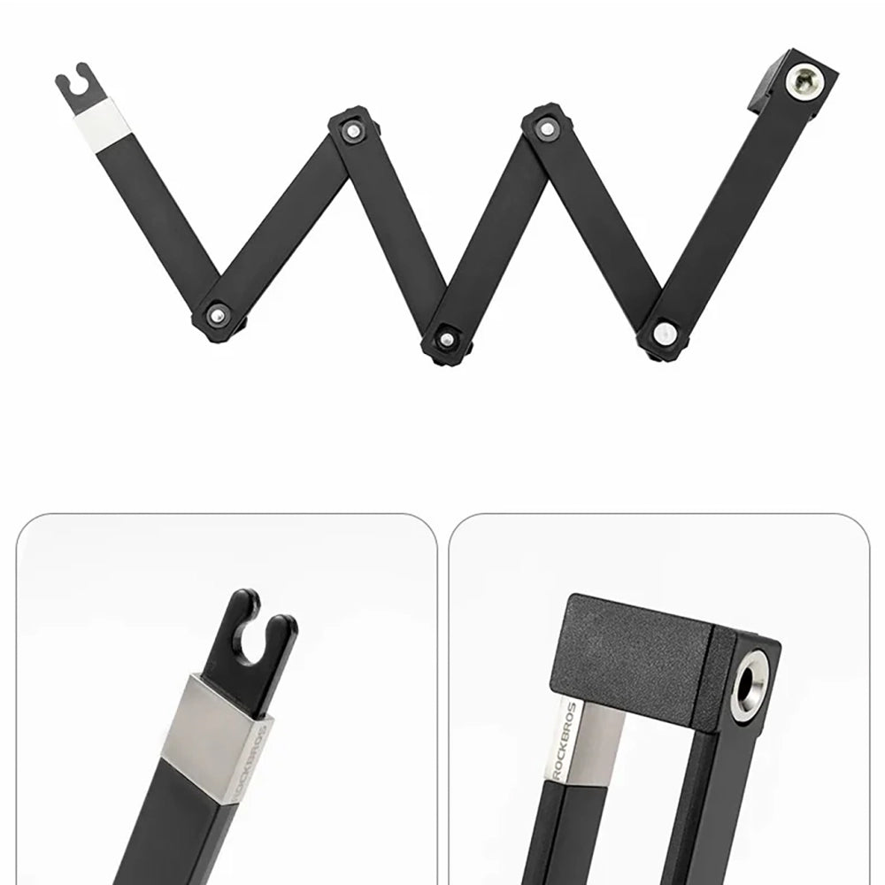Rockbros 32140003001 foldable bicycle lock with key and handle, 68cm - black_4