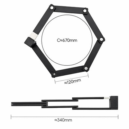 Rockbros 32140003001 foldable bicycle lock with key and handle, 68cm - black_5