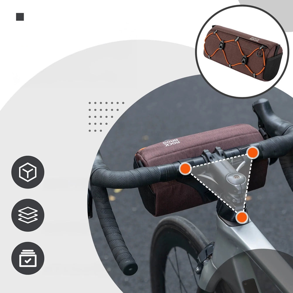Rockbros 30110054003 Handlebar Bicycle Bag 2.2L - Brown_2