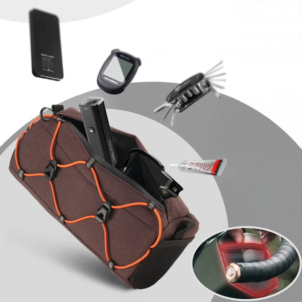 Rockbros 30110054003 Handlebar Bicycle Bag 2.2L - Brown_3