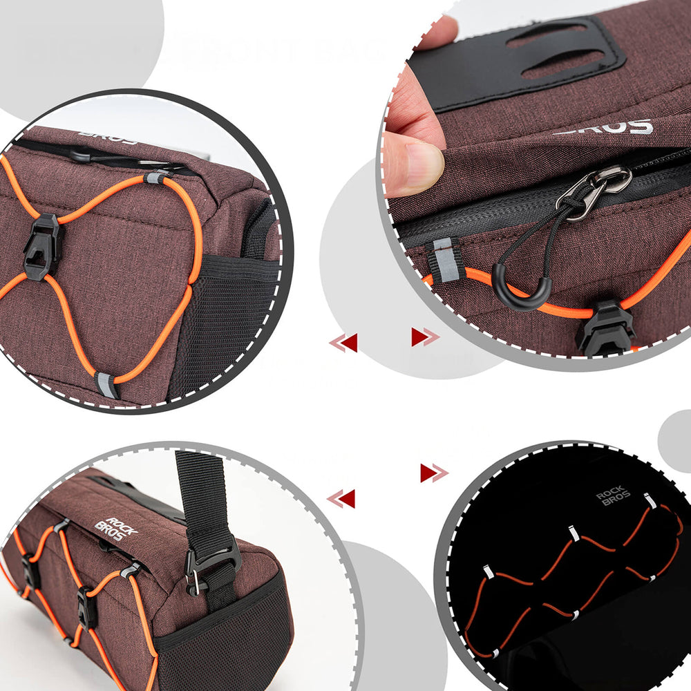 Rockbros 30110054003 Handlebar Bicycle Bag 2.2L - Brown_4