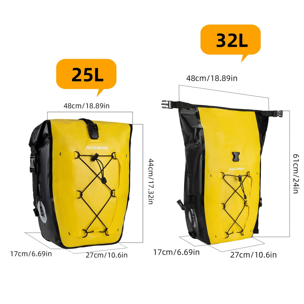 Rockbros 30140022005 Waterproof Bicycle Pannier 25-32L - Yellow_6