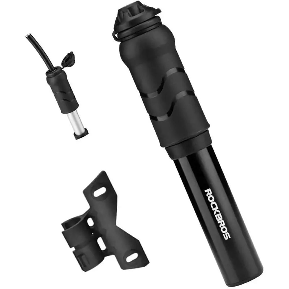 Rockbros 810PCS-HP Mini Hand Bicycle Pump with Presta & Schrader Hose - Black_0