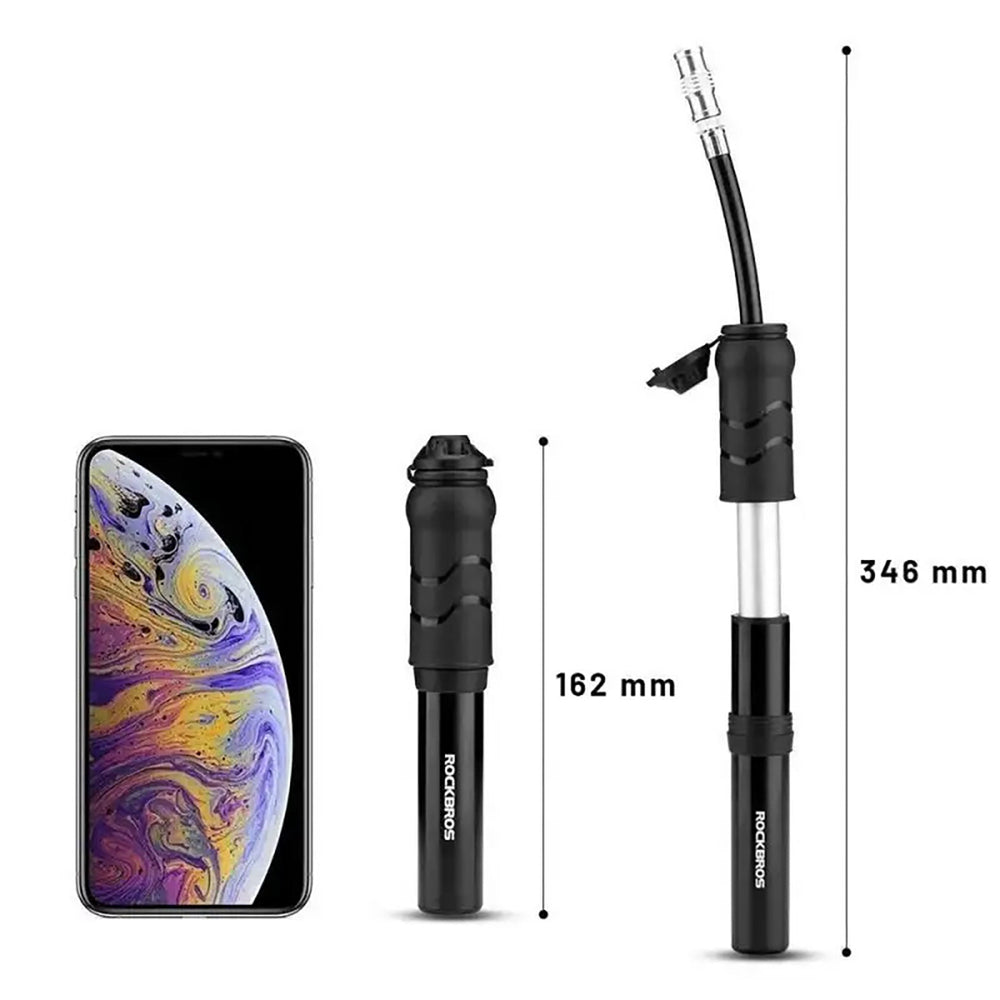 Rockbros 810PCS-HP Mini Hand Bicycle Pump with Presta & Schrader Hose - Black_5