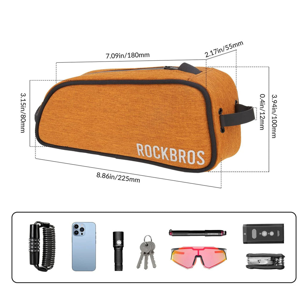 Rockbros 30120045004 ROAD TO SKY bicycle bag for the top frame tube, waterproof, 0.7L - orange_2