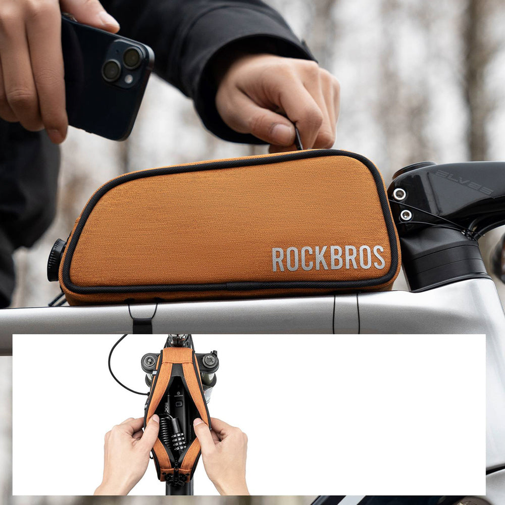Rockbros 30120045004 ROAD TO SKY bicycle bag for the top frame tube, waterproof, 0.7L - orange_4