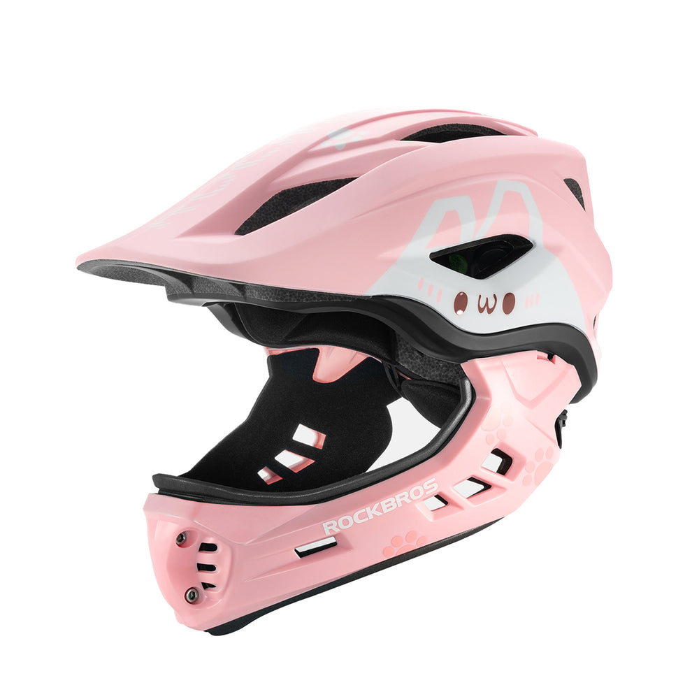 Rockbros TT-32002 Rabbit Children's Bike Helmet with Detachable Chin Size M (54-58) - Pink_0