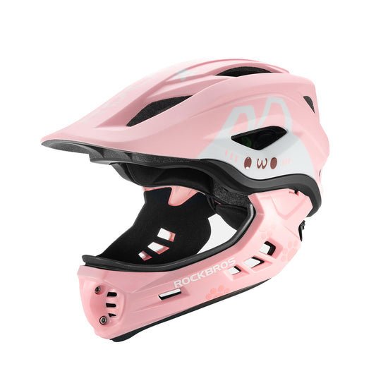 Rockbros TT-32002 Rabbit Children's Bike Helmet with Detachable Chin Size M (54-58) - Pink_0