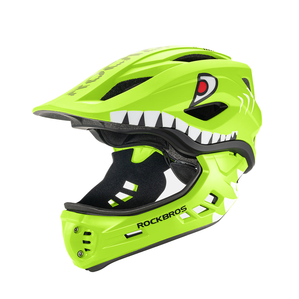 Rockbros TT-32004 Shark Children's Bike Helmet with Detachable Jaw Size M (54-58) - Green_0