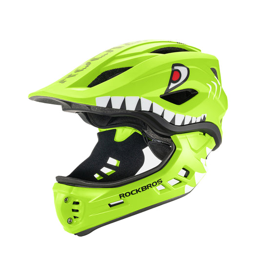 Rockbros TT-32004 Shark Children's Bike Helmet with Detachable Jaw Size M (54-58) - Green_0