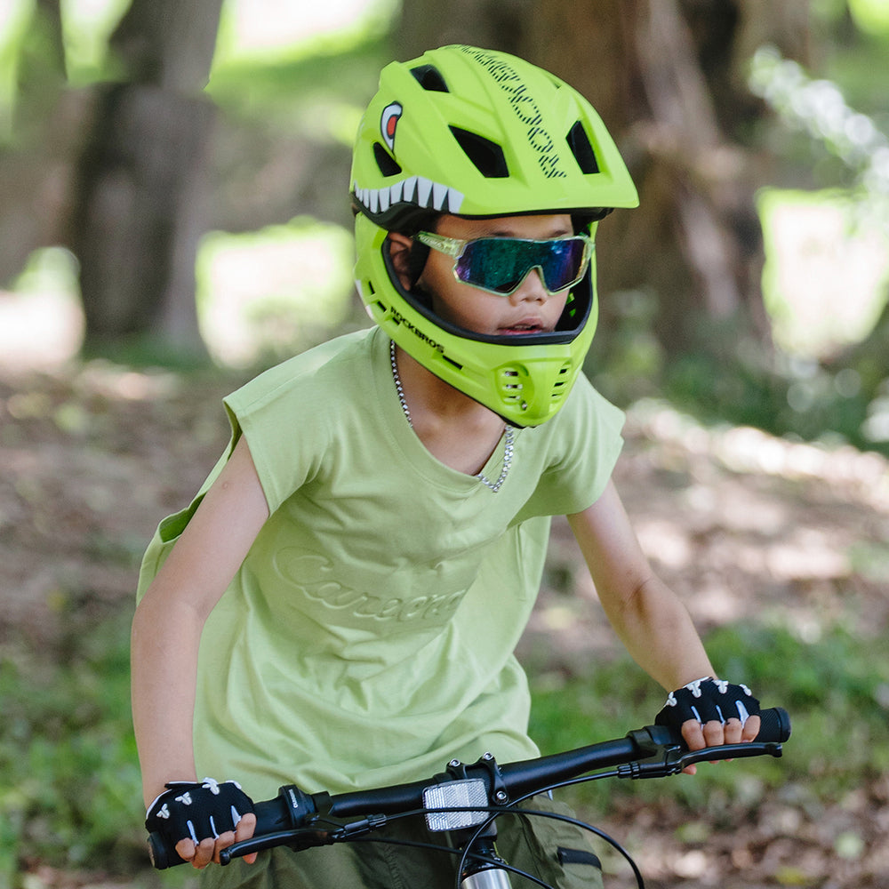 Rockbros TT-32004 Shark Children's Bike Helmet with Detachable Jaw Size M (54-58) - Green_3