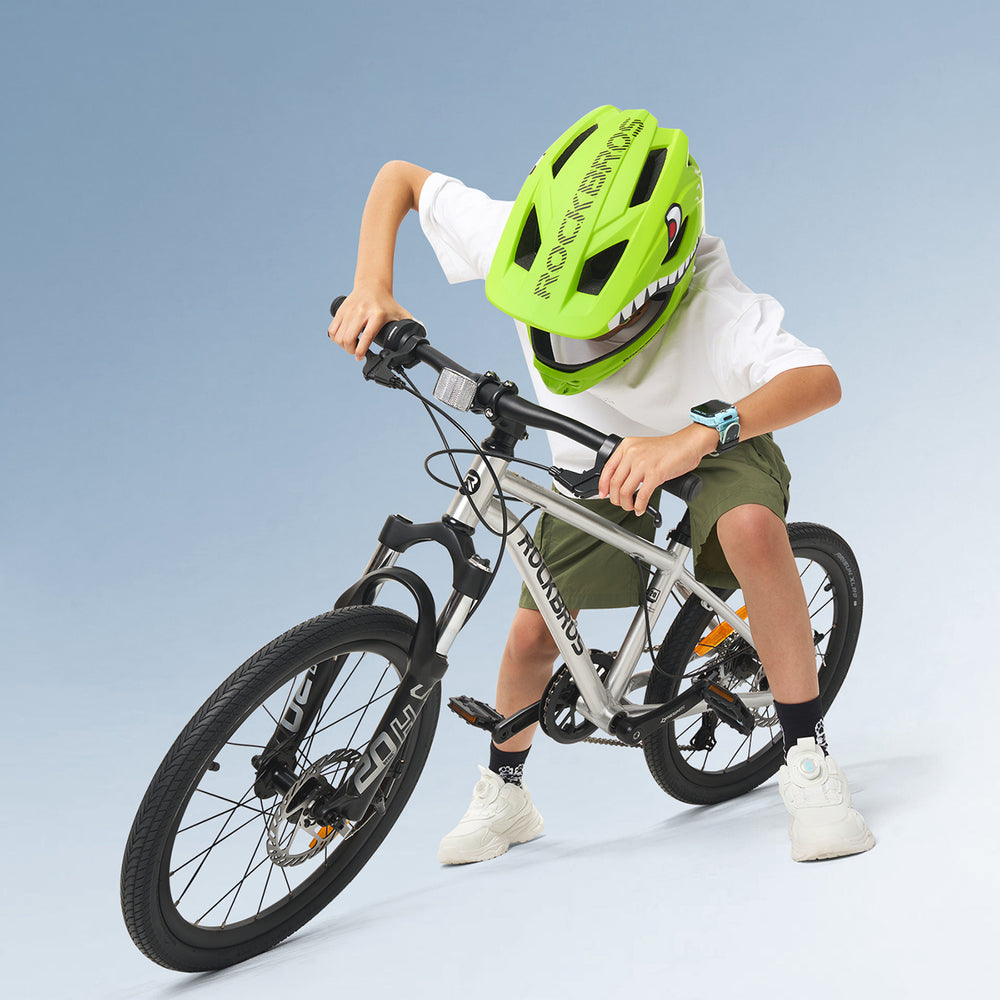 Rockbros TT-32004 Shark Children's Bike Helmet with Detachable Jaw Size M (54-58) - Green_4