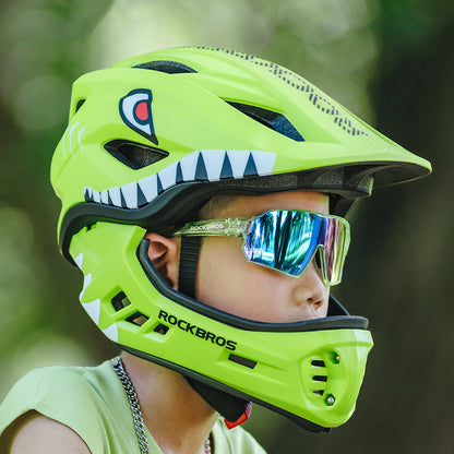Rockbros TT-32004 Shark Children's Bike Helmet with Detachable Jaw Size M (54-58) - Green_7