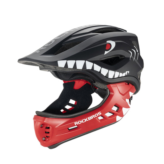 Rockbros TT-32005 Shark Children's Bike Helmet with Detachable Jaw Size M (54-58) - Black_0