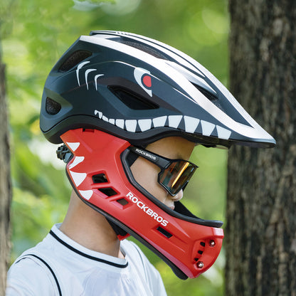 Rockbros TT-32005 Shark Children's Bike Helmet with Detachable Jaw Size M (54-58) - Black_1