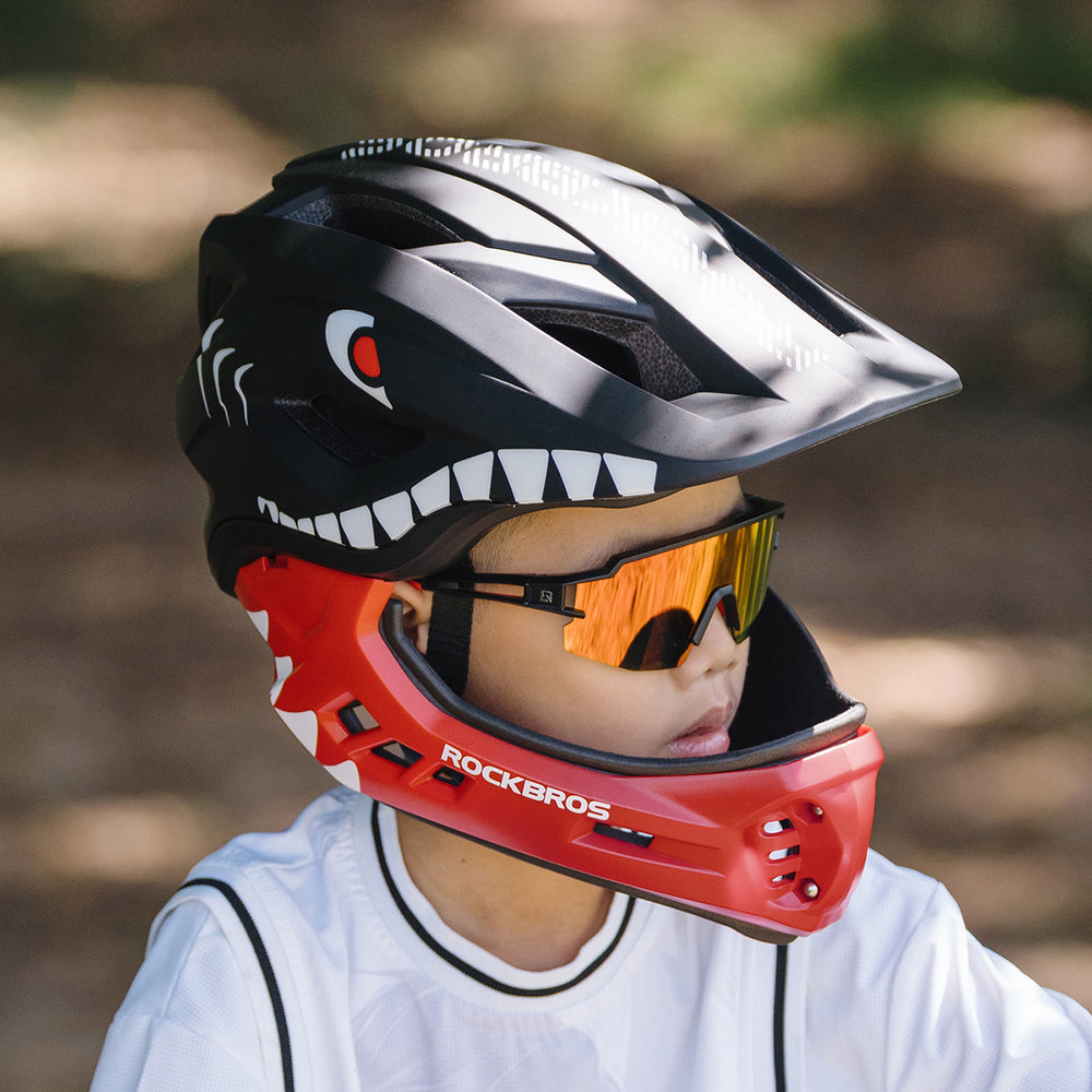 Rockbros TT-32006 Shark Children's Bike Helmet with Detachable Jaw Size S (48-52) - Black_2
